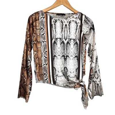Roberta Biagi Satin asymmetrical snake print blouse sz XS