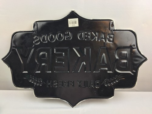Letrero de pared de productos horneados en apuros negro rojo blanco panadería lácteos fresco metal retro - Imagen 2 de 2