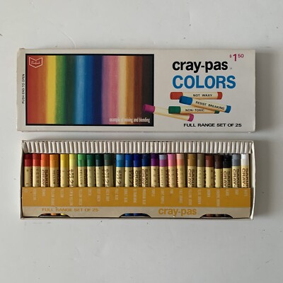 Vintage Cray-Pas Colors Sanfords Sakura Full Range Set of 25 Color Crayons  NOS