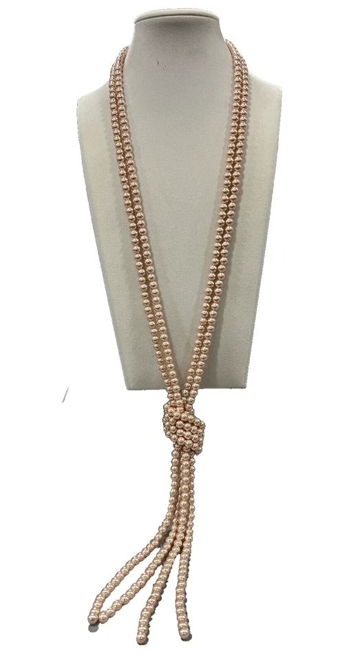 Collar Charter Club Rosa Imitación Perla Anudada Lariat, 28" Rosa Nuevo con Etiquetas Foto 2 de 4