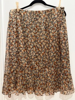 VINTAGE 90s SILK CHIFFON BOHO FLORAL SKIRT sz 14