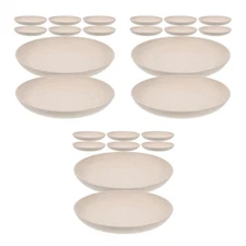  3 Pieces Wheat Straw Plate Appetizer Platter Breakfast Serving Tray