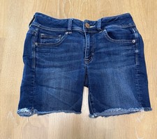 American Eagle Cutoff Denim Shorts Women s Size 4 Raw Hem Super Stretch