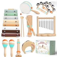 Wooden Musical Instruments Set for Toddlers 1-3 Montessori Baby Musical Instrum