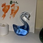 VINTAGE LIGHT BLUE SWAN HAND MADE ART GLASS BLOWN UNBRANDED — photo 2