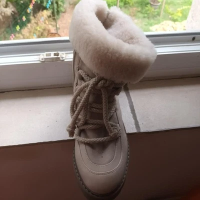 bottes de neige à lacets beige femme - Photo 1/2
