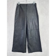 Karen Kane Faux Leather Wide Leg Pants Black Side Zip S