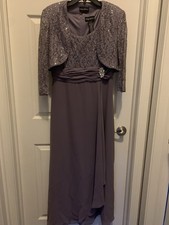 Kathy Roberts Purple Sequin Dress Suit Size 8 tall 2 piece gown