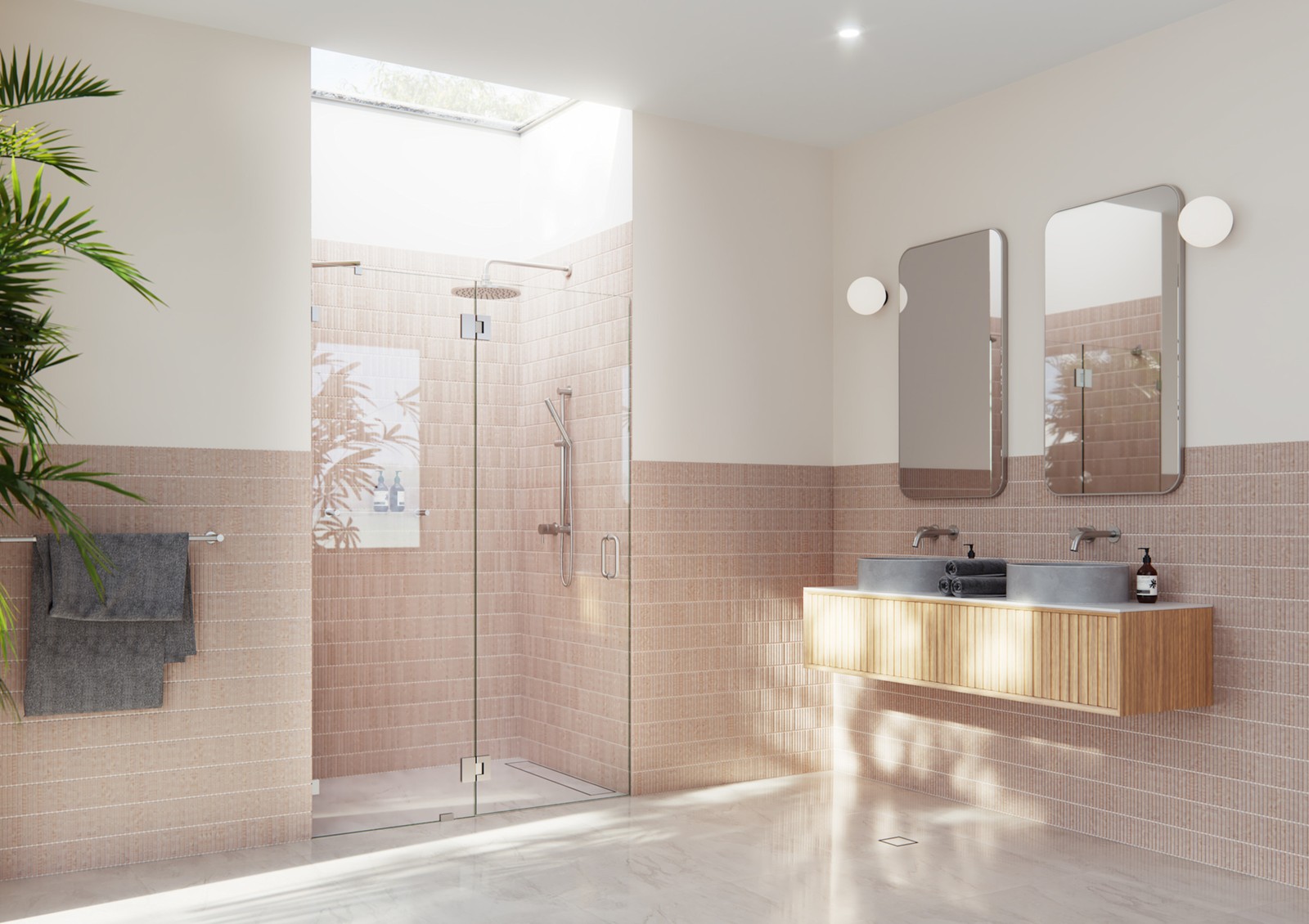 Glass Warehouse GW-GH-52.5 Halo 78-Inch Frameless Hinged Shower Door in Nickel Finish