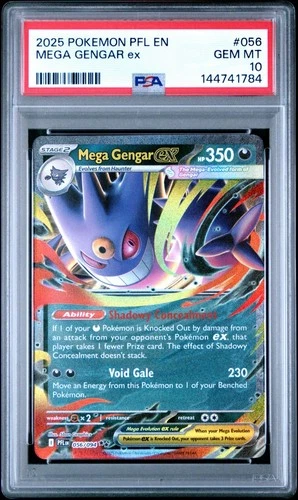 2025 POKEMON PFL EN-PHANTASMAL FLAMES #056 MEGA GENGAR EX PSA 10