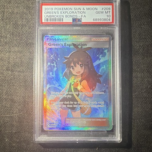 Green's Exploration 209/214 Unbroken Bonds Holo Full Art PSA 10