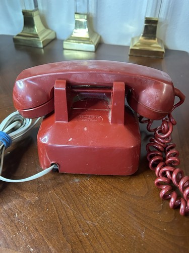 Red Bell System Desk Push Button Phone Corded Telephone - Zdjęcie 4 z 6