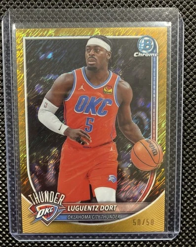 Topps 2025-26 Bowman Chrome Gold shimmer Luguentz Dort #BCV-184 /50 Thunder