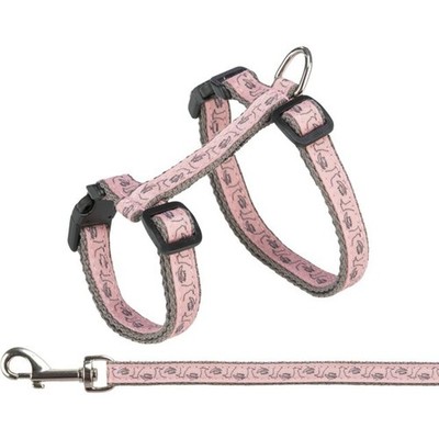 TRIXIE Geschirr mit Leine für Katzen, grau/rosa