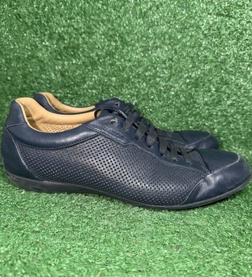 Bally Switzerland Mens Size 8 D Navy Blue Leather Sneakers Casual Luxury Shoes