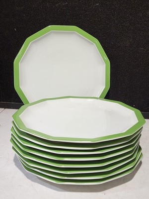 SET OF 9- Rosenthal Studio Line Sunion Green DINNER PLATES By Tapio Wirkkala