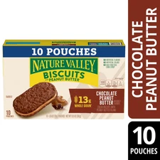 Nature Valley Biscuit Sandwiches, Chocolate Peanut Butter, 10 Snack Bars,13.5 oz