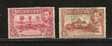 ST. LUCIA - 1938-48 USED KING GEORGE VI - SCOTT 119 & 126 - S242e