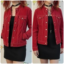 Vintage GAP 90s Cherry Red Corduroy Jacket Grunge Boho - M