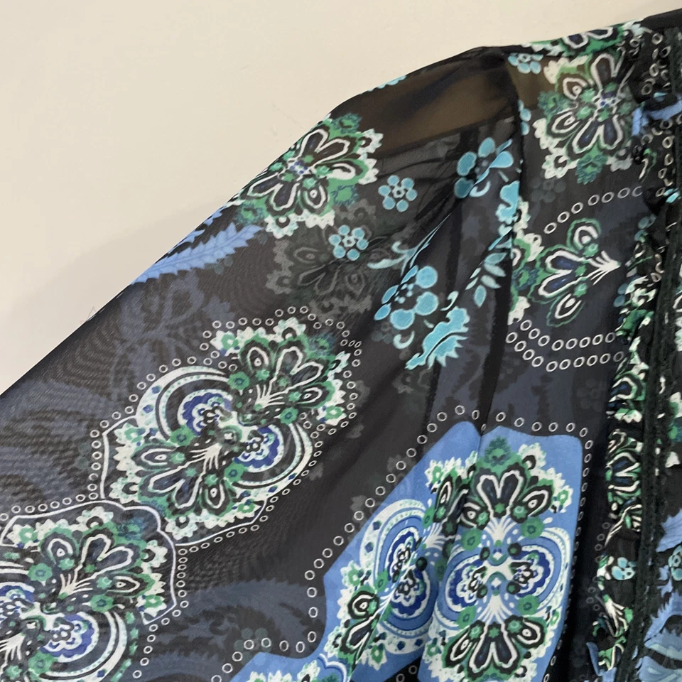 Blusa Vintage Lily Blanca Transparente Volantes Cuello Talla L Cachemira Oscura Hada Romántica Foto 3 de 4