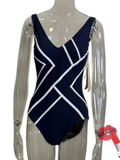 Gottex Swimsuit Women 8 Navy One Piece NWT 128 MM151UR Classic Beach Swim