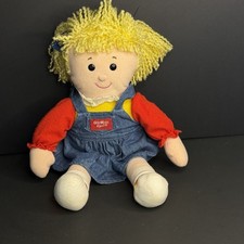 Vintage 1990s Eden Toys OshKosh B'Gosh Girl Plush Cloth Doll 13" Denim Jumper