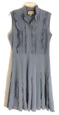 Gucci Sleeveless Pleated Dress Sz Med 70s Style in Periwinkle Blue