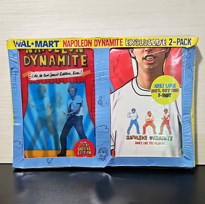 Walmart Napoleon Dynamite 2-Disc DVD + Adult L T-Shirt + Stickers