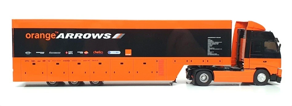 Eligor 1/43 Scale 111841 - Volvo F1 Transporter Truck Arrows 2000 - Orange/Black - Image 2 of 4