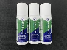 3x Biofreeze Menthol Overnight Roll-On Pain Relieving Gel 2.5 FL OZ Exp 06/2027