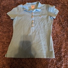 XS Lacoste Women  s Blue Teal Aqua Stretch Cotton Classic Polo 4811L Size 36