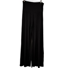 Boston Proper Black Rayon Wide Leg Flare Palazzo Pants Size Medium