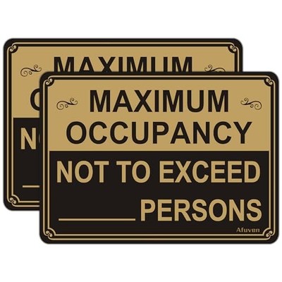 Maximum Occupancy Sign Not to Exceed Persons Sign 10 x 7 Inches Occupancy