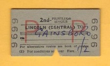 Ticket ~ BR(E) 2nd 'Blank' Priv Single - Lincoln Central to Gainsborough - 1966