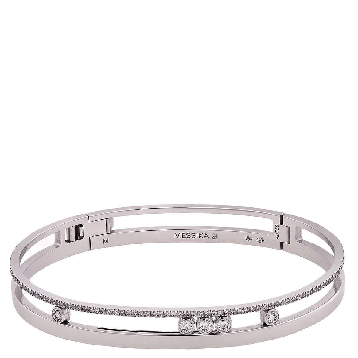 Браслет с бриллиантом Messika Move Romane белого цвета 18 карат, размер M