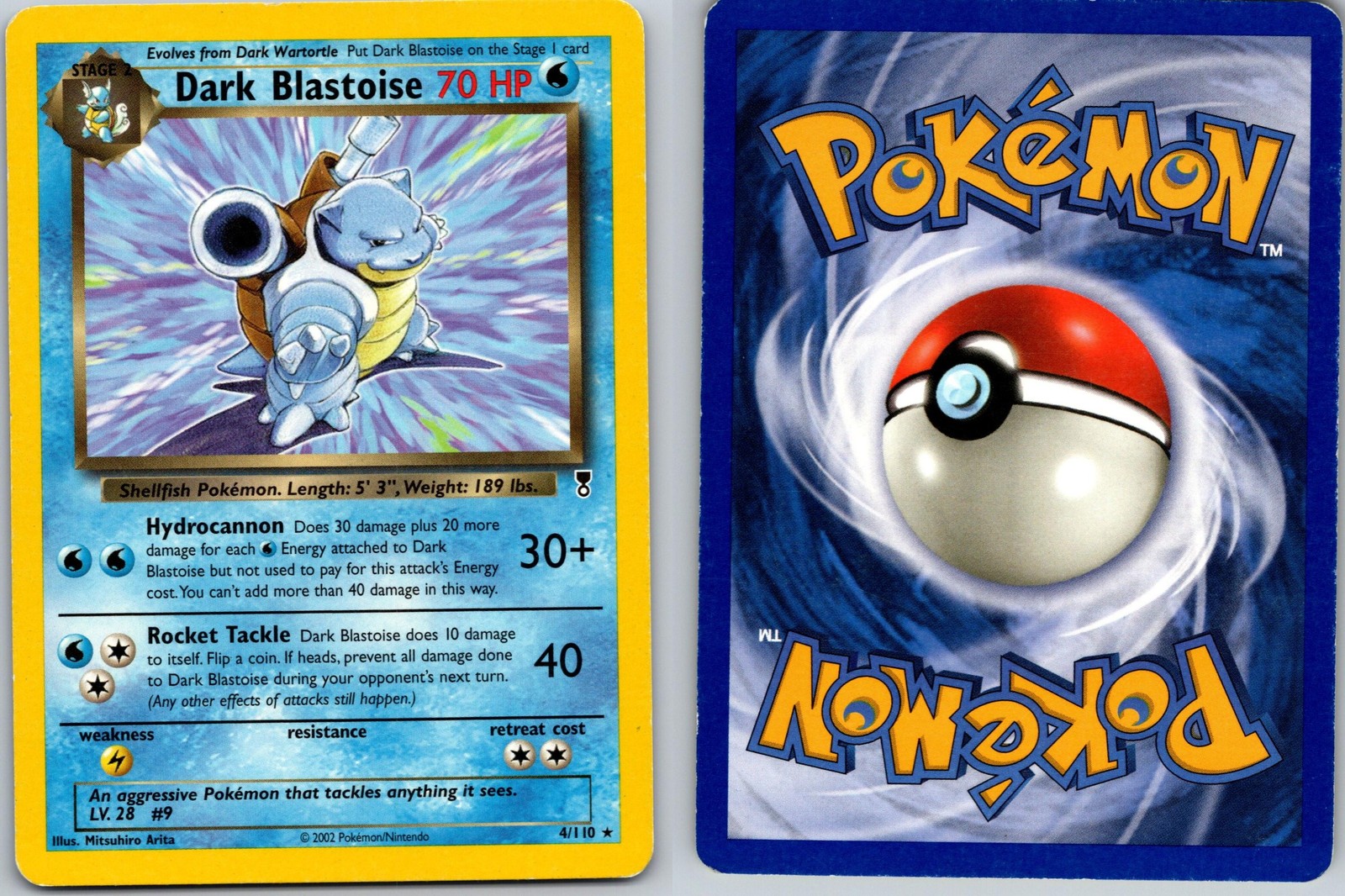 DARK BLASTOISE (WOTC LEGENDARY COLLECTION) POKEMON DECK EXCLUSIVES 4/110 RARE LP