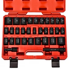 Neiko 02447A 1/2-Inch Drive Shallow Impact Socket Set with Extension Bars