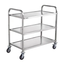 VEVOR 3-Tier Utility Cart Rolling Cart on Wheels 37.5"x20"x37.7" 450 LBS 6 Hooks