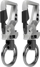 2 Pack Heavy Duty Metal Keychains Opener Clip Car Key Chains with 2 Black Grey