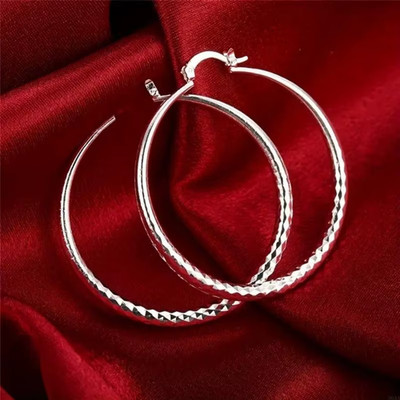 Neu: Silber Ohrringe ''Diamant Creolen'' - ca. aus Frankreich sofort
