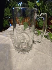 Vintage Large Heavy Glass Beer Drinking Sports Mug 26.5 oz. 7" Bar Ale Draft