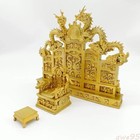 Miniature Chinese Emperor Dragon Throne Statue Screen Chair Pedal Display Model