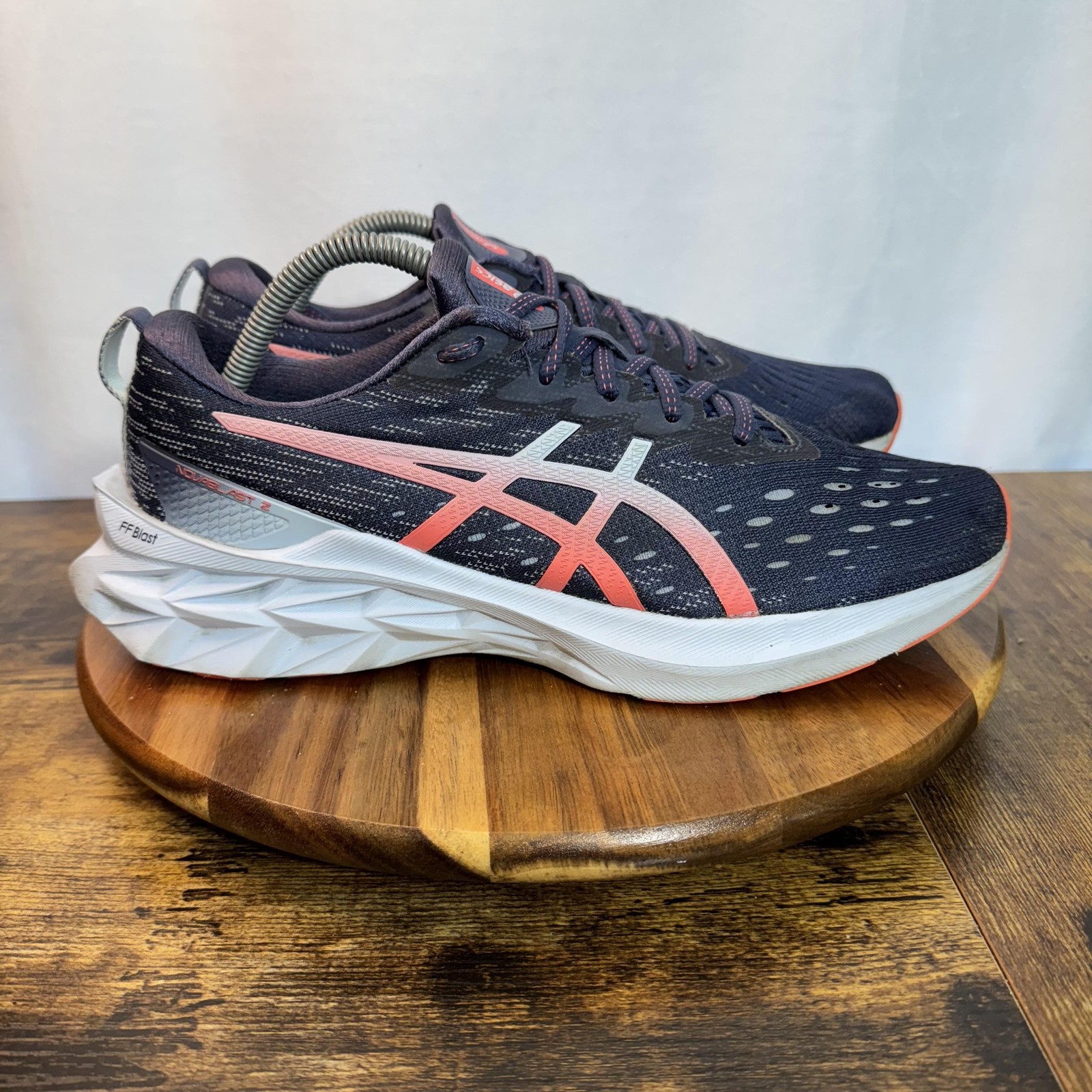 Asics Novablast 3 Running Shoes Womens Size 11 Navy Pink Trainers Walking Gym