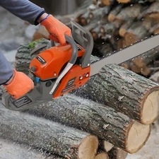 60cc Gas Powered Chainsaw with 22" Guide Bar Saw Chain 2-Stroke Engine Cut Wood