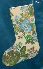 GORGEOUS VINTAGE MID CENTURY BROADCLOTH CHRISTMAS STOCKING 21-34