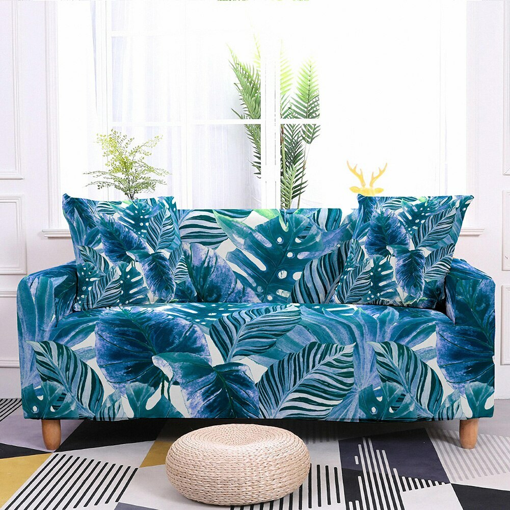 Colorful Leaf Elastic Sofa Covers Living Room Stretch Tropical Leaves Slipcover Oferty krajowe