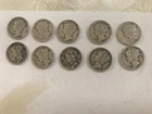 TEN SILVER MERCURY DIMES, DIFFERENT DATES,STARTING WITH 1917S