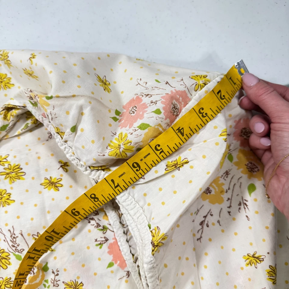 Sábana bajera vintage sears doble naranja rosa mezcla floral mcm muselina retro Foto 4 de 4