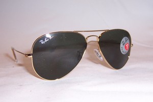 New RAY BAN Sunglasses 3025 001/58 GOLD/GREEN 55mm Polarized Authentic 