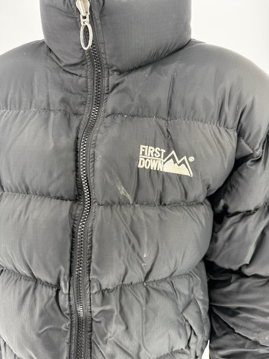 Vintage 90s First Down Puffer Jacket Full Zip Black Men's Size L